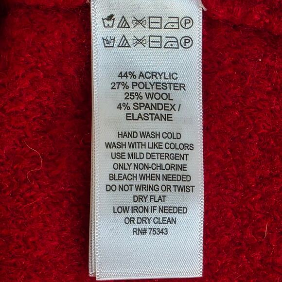 Adrienne Vittadini Wool Blend Jacket Red Asymmetrical Button Collar Womens M - Picture 10 of 10